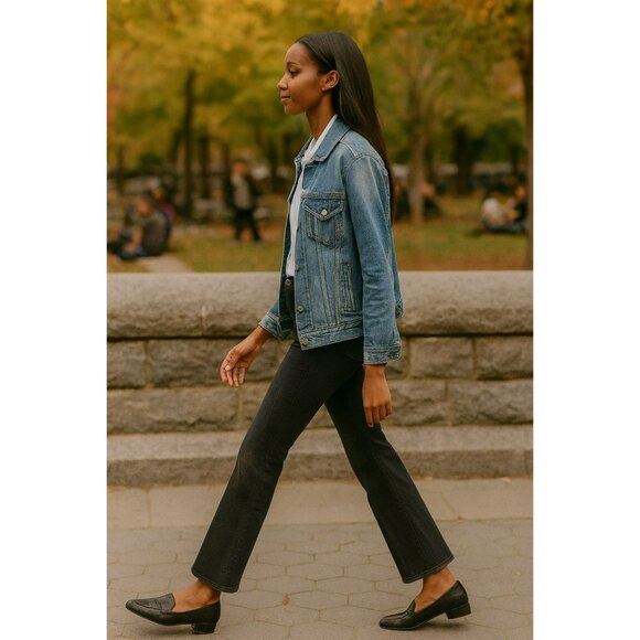 Pilcro & The Letterpress Anthropologie Womens 29 Button-Fly Wide Leg Jeans Black - Picture 2 of 15